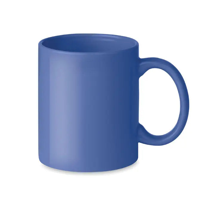 Cana ceramica colorata 300ml albastra cu finisaj mat si toarta rotunda realizata din ceramica solida
