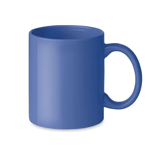 Cana ceramica colorata 300ml albastra cu finisaj mat si toarta rotunda realizata din ceramica solida
