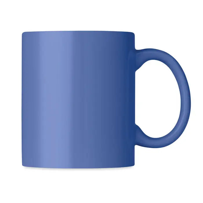 Cana ceramica colorata 300ml albastra cu finisaj mat si maner rotund pentru bauturi calde
