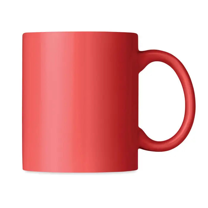 Cană ceramică colorată 300ml solid roșu cu finisaj mat neted și mâner asortat