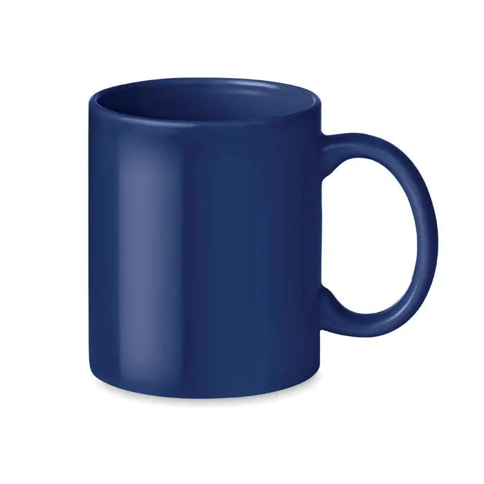 Cana ceramica colorata 300ml albastru inchis cu finisaj lucios si toarta rotunjita din ceramica solida