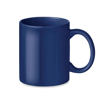 Cana ceramica colorata 300ml albastru inchis cu finisaj lucios si toarta rotunjita din ceramica solida