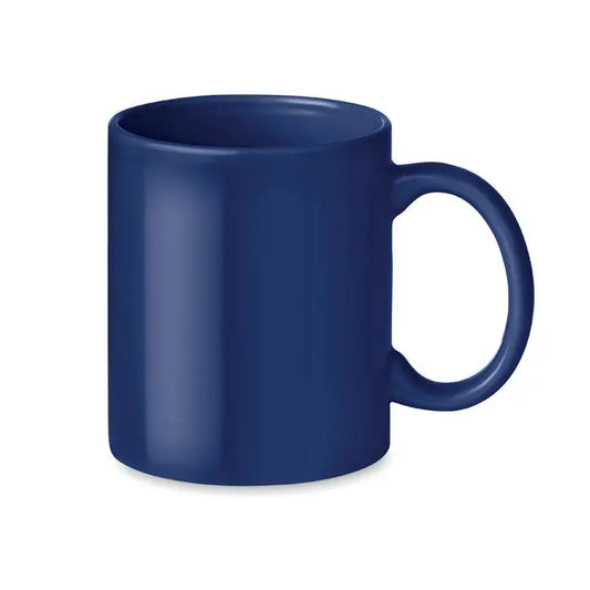 Cana ceramica colorata 300ml albastru inchis cu finisaj lucios si toarta rotunjita din ceramica solida