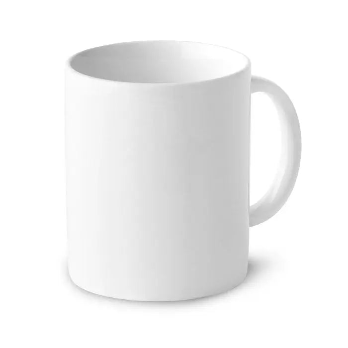 Cana clasica din ceramica alba de 300 ml cu finisaj lucios si maner clasic in forma de c