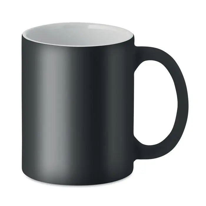 Cană ceramică mată colorată neagră cu interior alb capacitate de 300 ml ideală pentru băuturi calde
