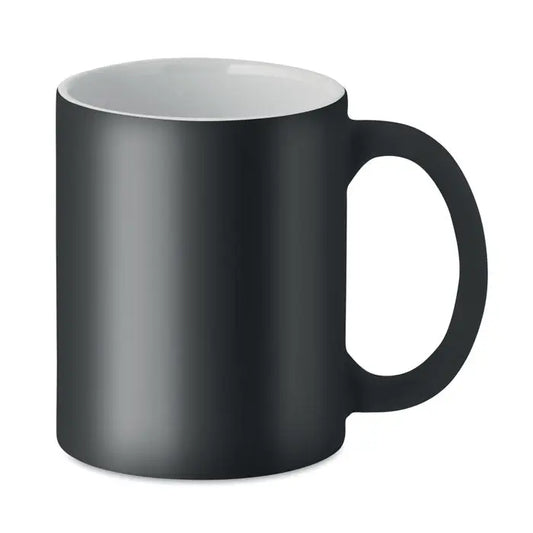 Cană ceramică mată colorată neagră cu interior alb capacitate de 300 ml ideală pentru băuturi calde