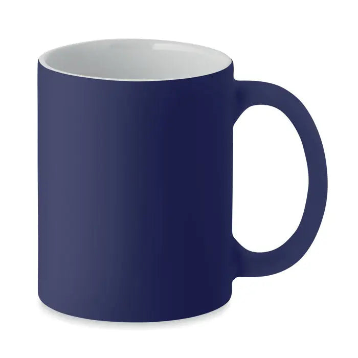 Cană ceramică mată navy blue de 300 ml cu interior alb contrastant ideală pentru băuturi calde