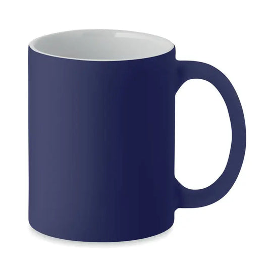 Cană ceramică mată navy blue de 300 ml cu interior alb contrastant ideală pentru băuturi calde