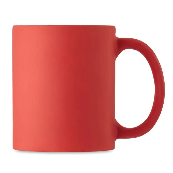 Matte red ceramic mug cana colorata mata 300 ml with smooth solid finish and rounded handle