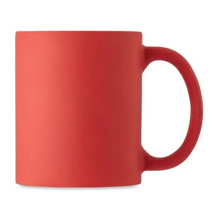 Matte red ceramic mug cana colorata mata 300 ml with smooth solid finish and rounded handle