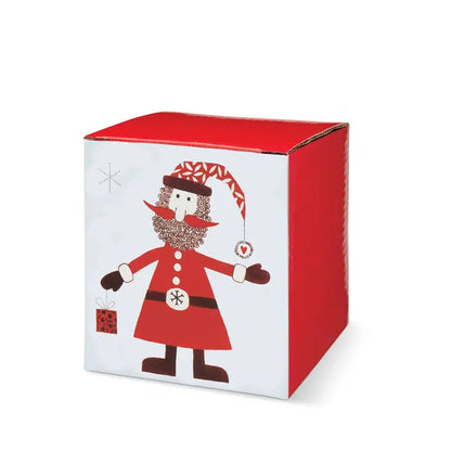 Cutie cartonata rosie si alba cu design de mos craciun pentru cana cu lingura 250ml