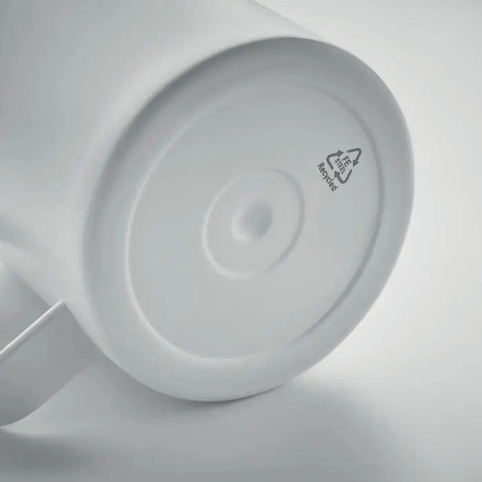 Cana cu perete dublu 300 ml albă din ceramică cu finisaj mat neted și design minimalist pentru cafea