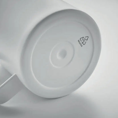 Cana cu perete dublu 300 ml albă din ceramică cu finisaj mat neted și design minimalist pentru cafea
