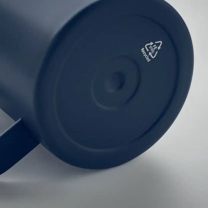 Cană cu perete dublu 300 ml albastru închis mat cu design minimalist și mâner integrat pentru călătorii