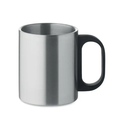 Cană cu perete dublu inox cu mâner negru capacitate 300 ml pentru băuturi calde și reci