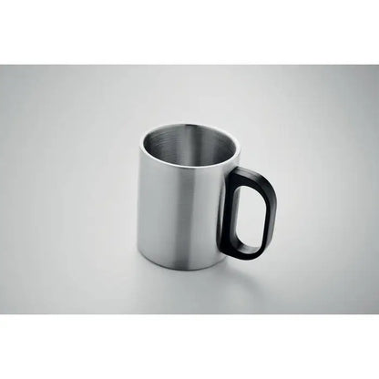 Cana cu perete dublu 300 ml din otel inoxidabil cu toarta neagra pentru bauturi calde si reci