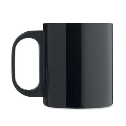 Cana cu perete dublu 300 ml neagra din ceramica cu finisaj lucios si maner oval modern