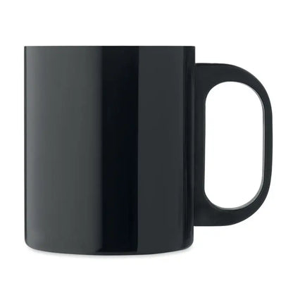 Cana cu perete dublu 300 ml din ceramica neagra lucioasa cu maner oval modern
