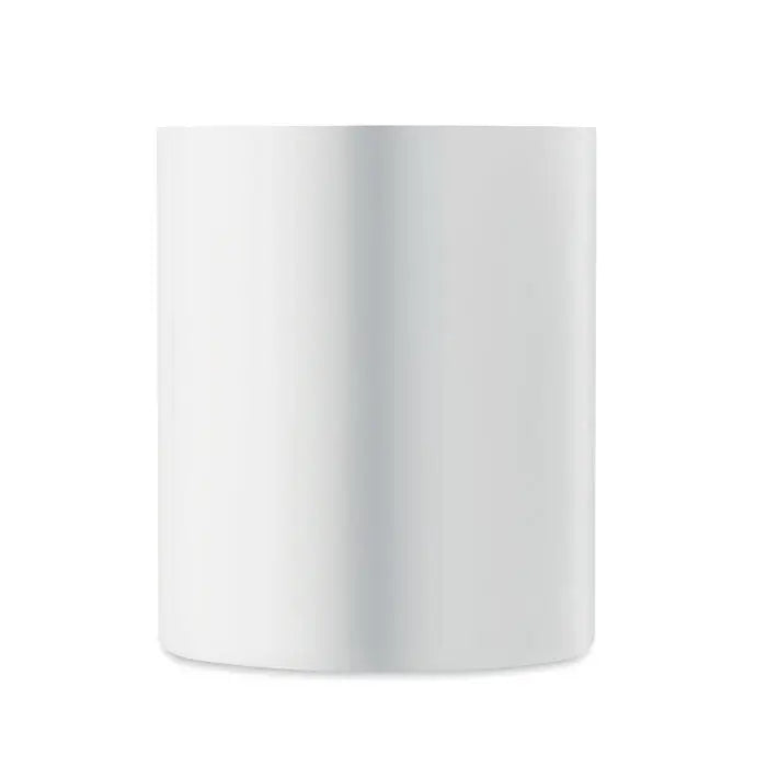 Cilindru alb minimalist cu perete dublu 300 ml si finisaj lucios neted pentru bauturi calde si reci