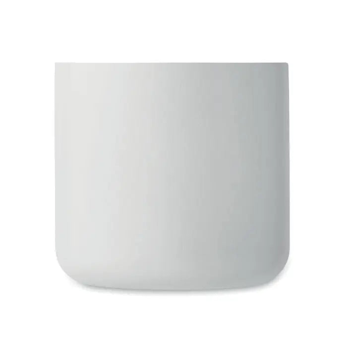 Cana cu perete dublu 350 ml din ceramică albă mată cu margini rotunjite, design minimalist