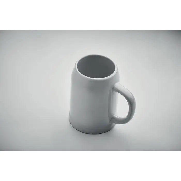 Cana de bere sublimare 500 ml din ceramica alba cu design simplu si maner robust pentru baut bere
