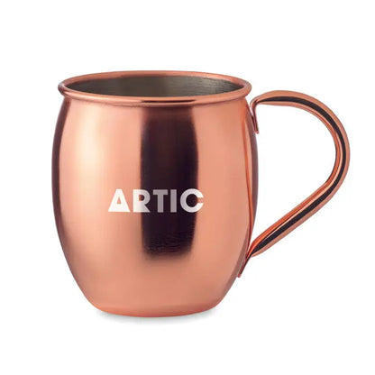 Cana de cupru cocktail 400 ml moscow mule cu finisaj reflectorizant și gravură alba artic