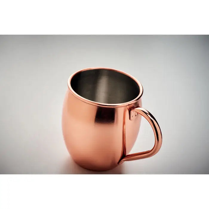 Cana de cupru cocktail 400 ml cu corp rotund lustruit si maner robust pentru moscow mule