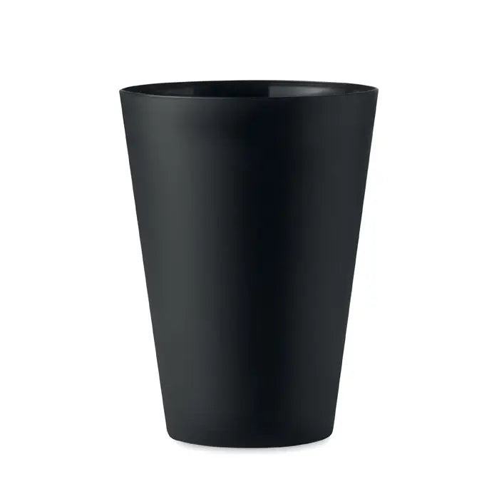 Cană de eveniment reutilizabilă 300 ml din plastic negru mat cu design cilindric conic și finisaj elegant