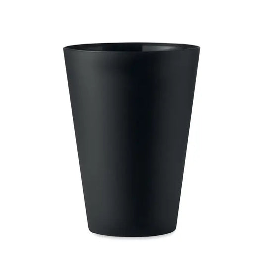 Cană de eveniment reutilizabilă 300 ml din plastic negru mat cu design cilindric conic și finisaj elegant