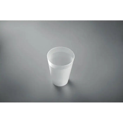 Cana de eveniment reutilizabila 300 ml din plastic alb translucid cu design neted si usor conic