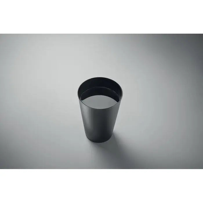 Cană de eveniment reutilizabilă 300 ml neagră cilindrică cu finisaj mat neted și margine ușor evazată