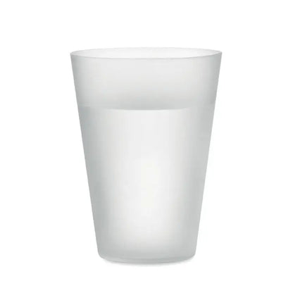 Cana de eveniment reutilizabila 300 ml din plastic alb mat cu design neted si conic pentru uz repetat