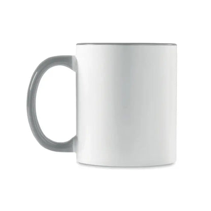 Cană de sublimare colorată albă din ceramică cu mâner și margine gri ideală pentru personalizare