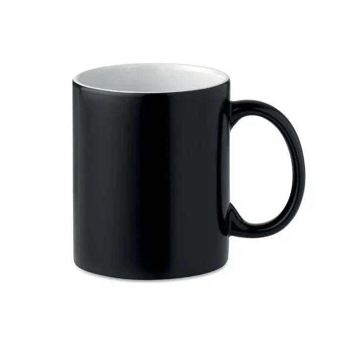 Cana de sublimare inchisa 300ml ceramic neagra cu finisaj lucios si interior alb ideal pentru personalizare