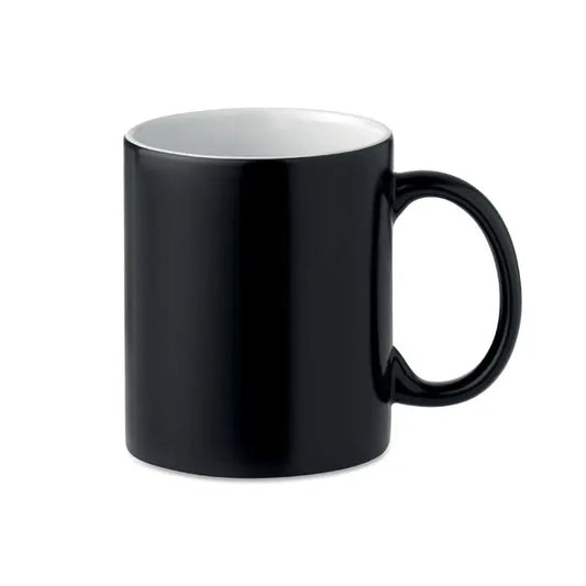 Cana de sublimare inchisa 300ml ceramic neagra cu finisaj lucios si interior alb ideal pentru personalizare