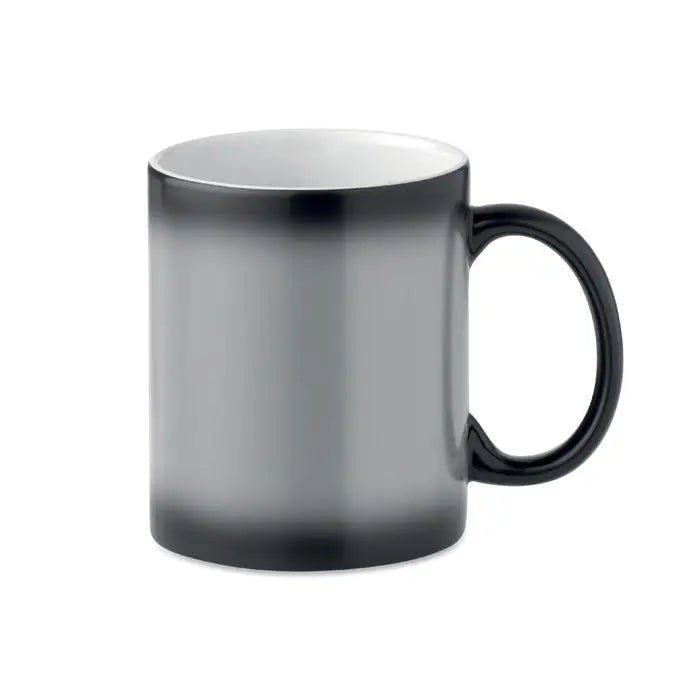 Cana de sublimare inchisa 300ml din ceramica cu gradient negru gri si finisaj lucios