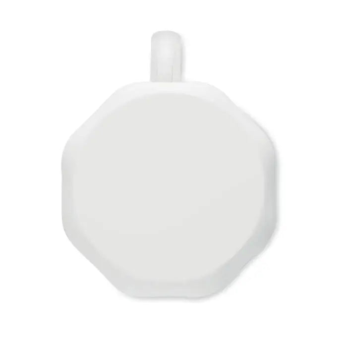 Cana din borosilicatat cu perete dublu si husa alba din silicon octogonala cu bucla rotunjita in partea superioara