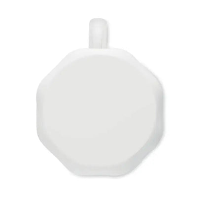Cana din borosilicatat cu perete dublu si husa alba din silicon octogonala cu bucla rotunjita in partea superioara