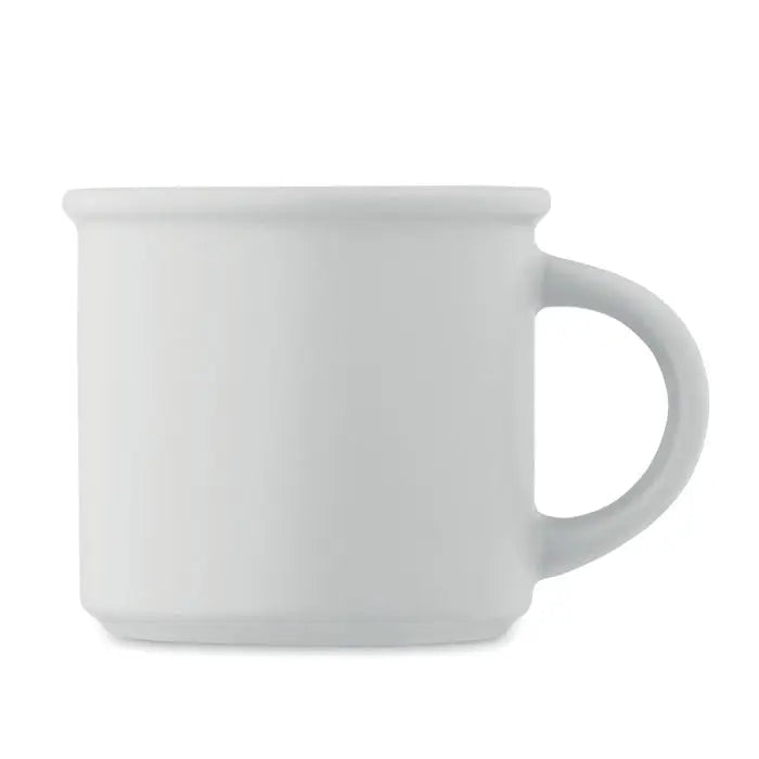 Cană din ceramică mată albă de 300 ml cu design simplu și mâner rotunjit ergonomic