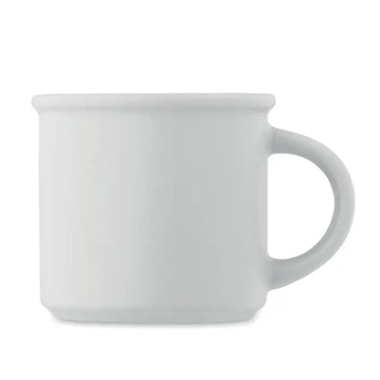 Cană din ceramică mată albă de 300 ml cu design simplu și mâner rotunjit ergonomic