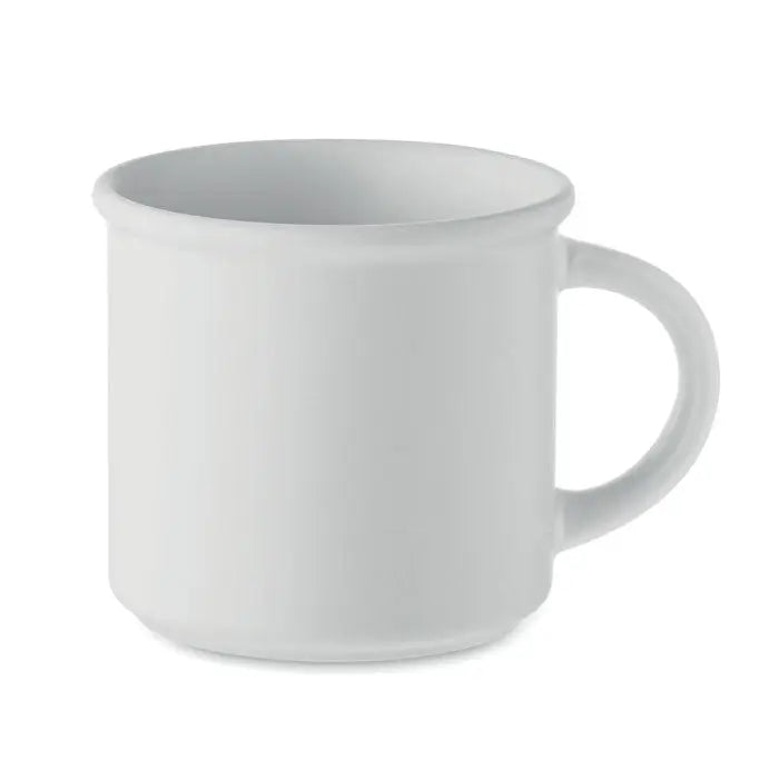 Cană din ceramică mată albă 300 ml cu design simplu și mâner rotunjit clasic