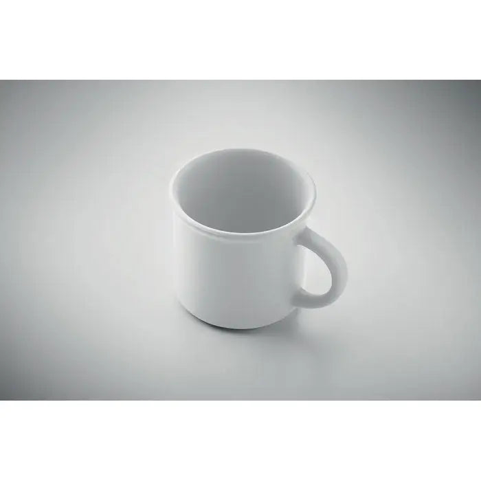 Cană din ceramică mată albă de 300 ml cu design simplu, neted și mâner rotunjit