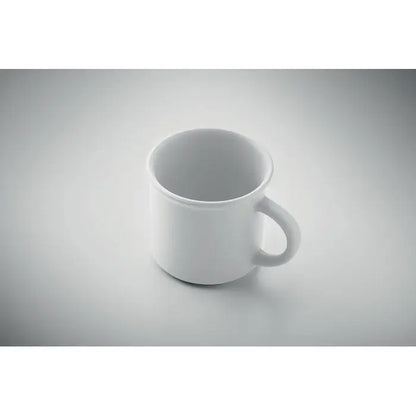 Cană din ceramică mată albă de 300 ml cu design simplu, neted și mâner rotunjit