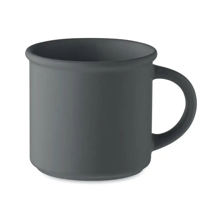 Cana din ceramica mata neagra de 300 ml cu maner rotund simplu si suprafata neteda fara decor