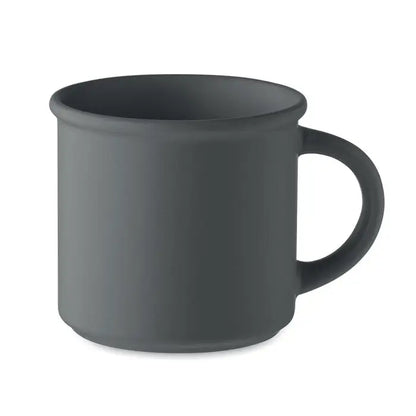 Cana din ceramica mata neagra de 300 ml cu maner rotund simplu si suprafata neteda fara decor