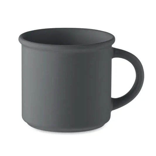 Cana din ceramica mata neagra de 300 ml cu maner rotund simplu si suprafata neteda fara decor