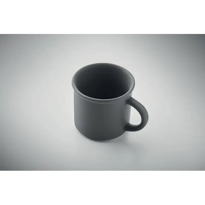 Cană din ceramică mată gri deschis de 300 ml cu mâner rotunjit și suprafață netedă simplă