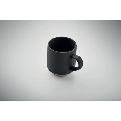 Cana din ceramica stivuibila 170 ml neagra mat cu baza portelanata terracotta