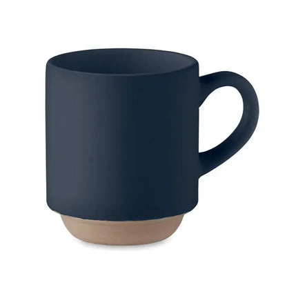 Cana din ceramica stivuibila 170 ml albastru inchis cu baza bej contrastanta pentru bauturi calde