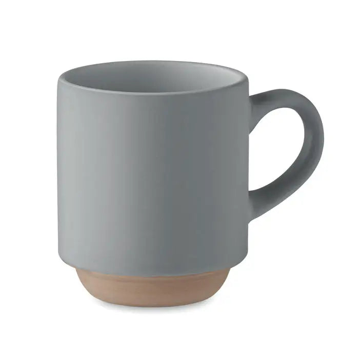 Cană din ceramică stivuibilă 170 ml gri mat cu bază teracotă contrastantă și finisaj neted
